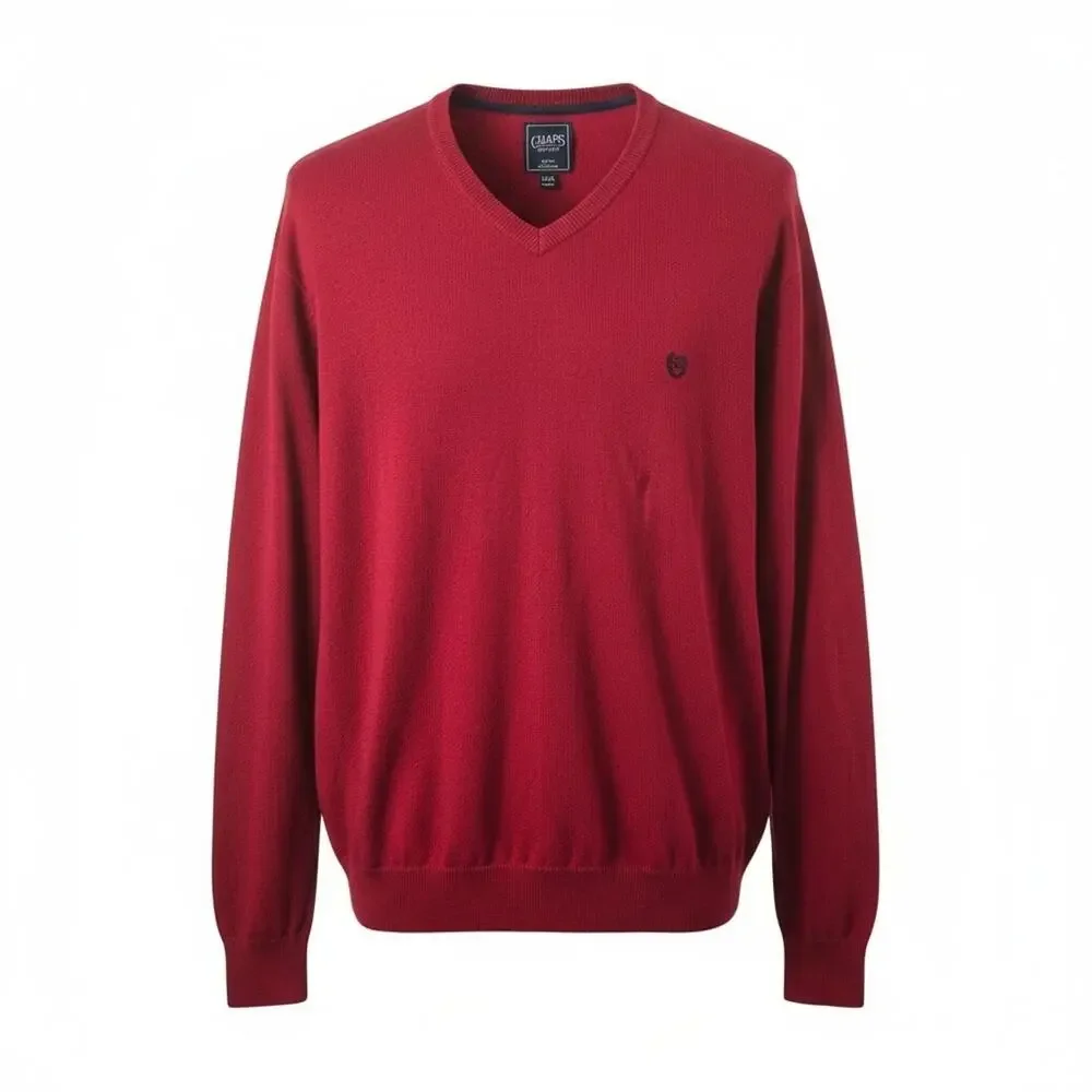 Chaps Cashmere Red V-Neck Sweater Men’s XXL Old Money Grandpa Core Luxury Knit